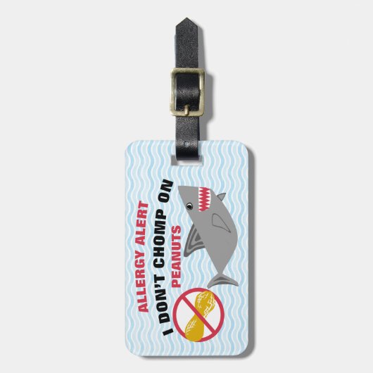 Peanut Allergy Alert Shark Label voor medische uit Bagagelabel (Voorkant verticaal)