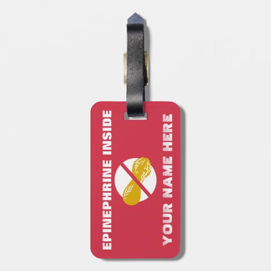 Peanut Allergy Alert Shark Label voor medische uit Bagagelabel (Achterkant verticaal)