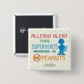 Peanut Allergy Alert Superheld Boy Button (Voorkant /achterkant)
