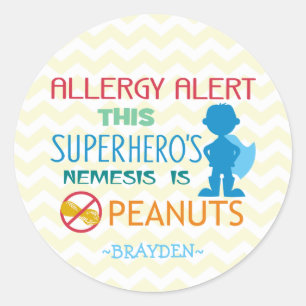 Peanut Allergy Alert Superheld Boy Stickers