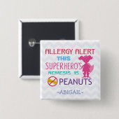 Peanut Allergy Alert Superheld Girl Button (Voorkant /achterkant)