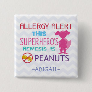 Peanut Allergy Alert Superheld Girl Button