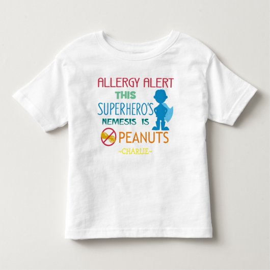 Peanut Allergy Alert Superhero Boys Shirt (Voorkant)