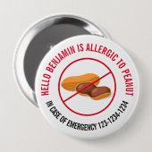 Peanut Allergy Badge Ronde Button 4,0 Cm (Voorkant /achterkant)