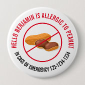 Peanut Allergy Badge Ronde Button 4,0 Cm (Voorkant)