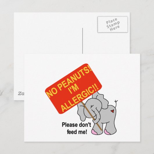 Peanut Allergy Briefkaart (Voorkant / Achterkant)