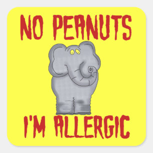 Peanut Allergy Elephant Vierkante Sticker