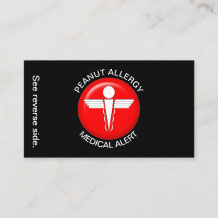 PEANUT Allergy Medical Alert Card Visitekaartje