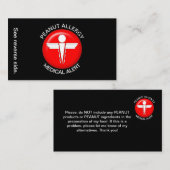 PEANUT Allergy Medical Alert Kaart Visitekaartje (Voorkant / Achterkant)