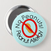 Peanut Allergy Pin Blue Ronde Button 4,0 Cm (Voorkant /achterkant)