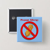 Peanut Allergy Pin Blue Vierkante Button 5,1 Cm (Voorkant /achterkant)