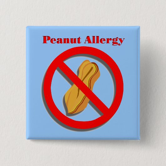 Peanut Allergy Pin Blue Vierkante Button 5,1 Cm (Voorkant)