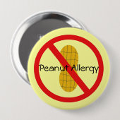Peanut Allergy Pin geel Ronde Button 4,0 Cm (Voorkant /achterkant)