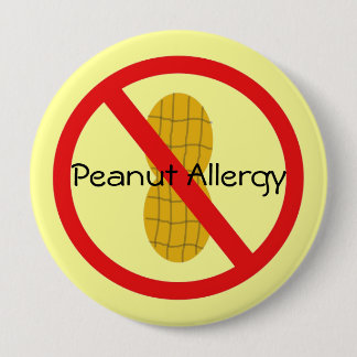Peanut Allergy Pin geel Ronde Button 4,0 Cm