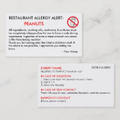 Peanut Allergy Restaurant & ICE Card Contactkaartje (Voorkant / Achterkant)