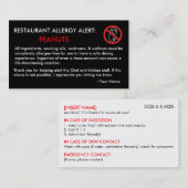 Peanut Allergy Restaurant & ICE Card - F/BSF Visitekaartje (Voorkant / Achterkant)