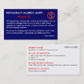 Peanut Allergy Restaurant & ICE Card - F/NB Visitekaartje (Voorkant / Achterkant)