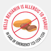 Peanut Allergy Ronde Sticker (Voorkant)