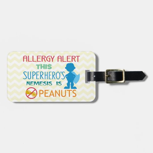 Peanut Allergy Superheld Alert Label voor Medische Bagagelabel (Voorkant horizontaal)