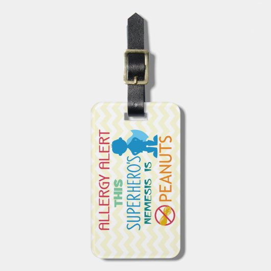 Peanut Allergy Superheld Alert Label voor Medische Bagagelabel (Voorkant verticaal)