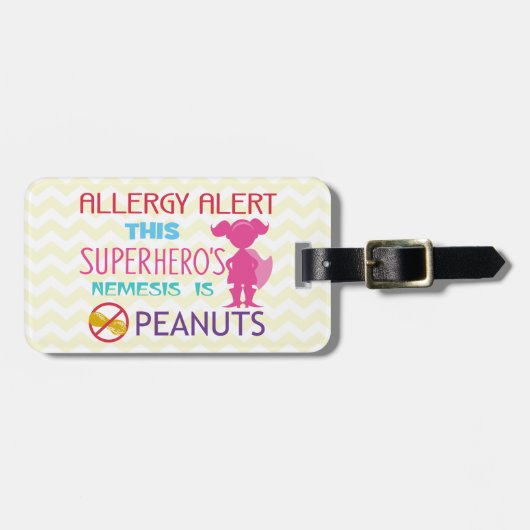 Peanut Allergy Superheld Alert Label voor Medische Bagagelabel (Voorkant horizontaal)