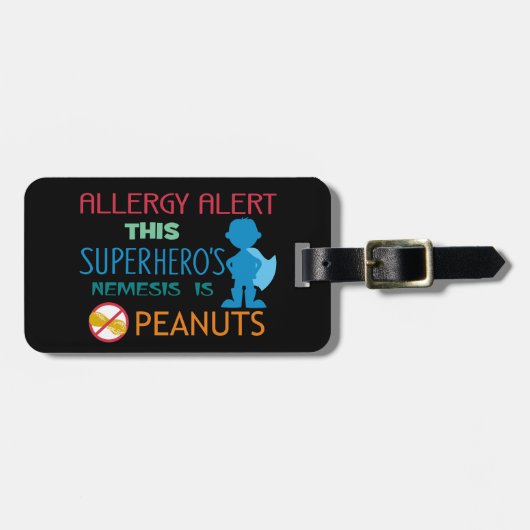 Peanut Allergy Superheld Alert Label voor Medische Bagagelabel (Voorkant horizontaal)