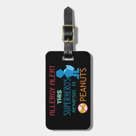 Peanut Allergy Superheld Alert Label voor Medische Bagagelabel (Voorkant verticaal)