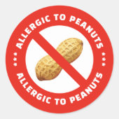 Peanut allergy warning food alert ronde sticker (Voorkant)