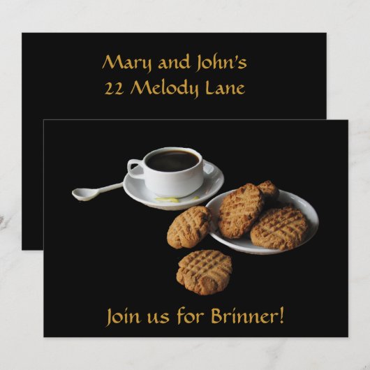 Peanut Butter en Coffee Brinner Invitation Kaart (Voorkant / Achterkant)