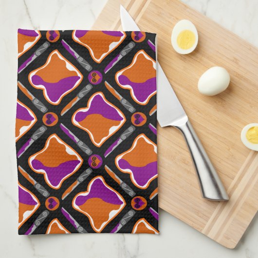 Peanut Butter en Grape Jelly Seamless Pattern Theedoek (Quarter Fold)