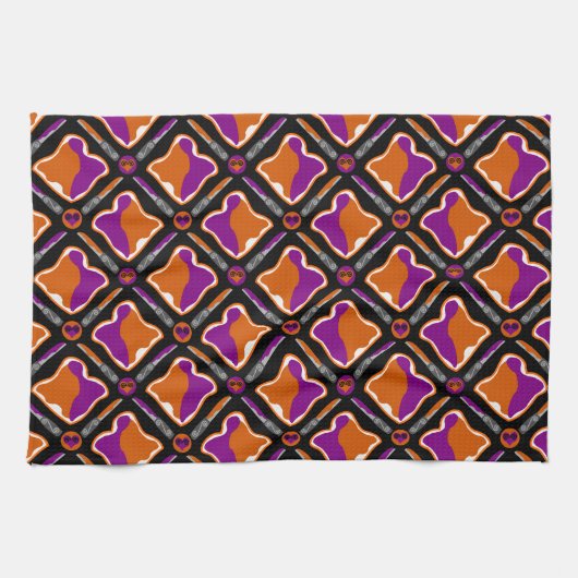Peanut Butter en Grape Jelly Seamless Pattern Theedoek (Horizontaal)