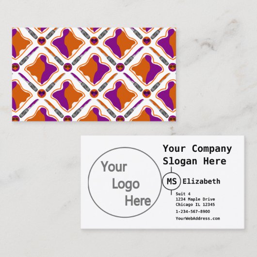 Peanut Butter en Grape Jelly Seamless Pattern Visitekaartje (Voorkant / Achterkant)