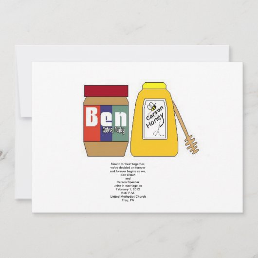 Peanut Butter en Honey Wedding Invitation Kaart (Voorkant)
