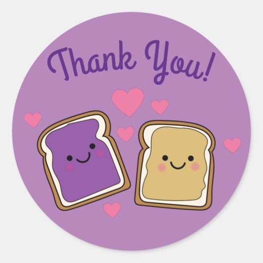 Peanut Butter en Jelly Birthday Party PBJ Bedankt Ronde Sticker (Voorkant)