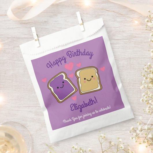 Peanut Butter en Jelly Birthday Party PBJ Bedankzakje (Geknipt)