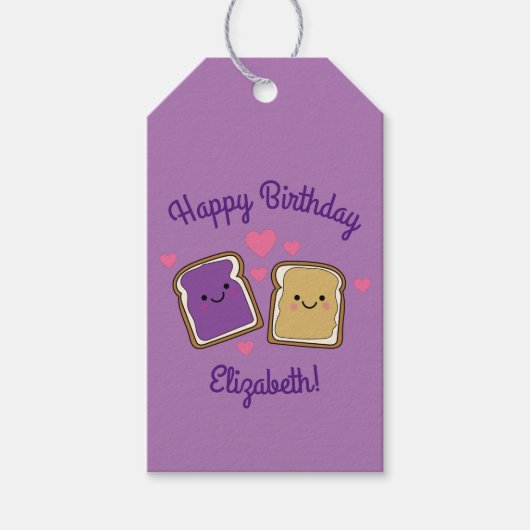 Peanut Butter en Jelly Birthday Party PBJ Cadeaulabel (Voorkant)