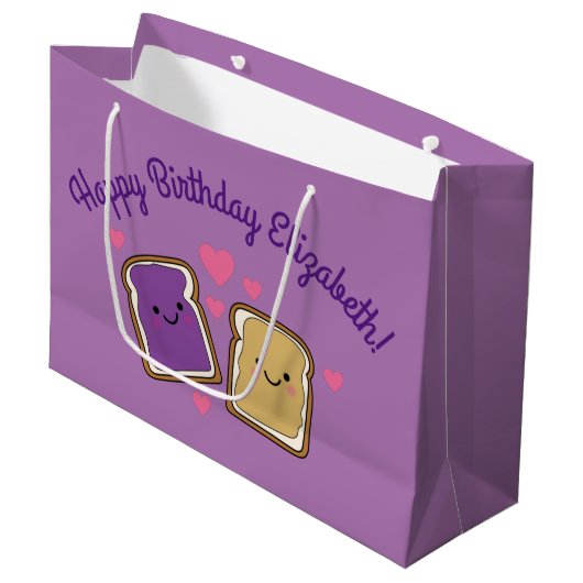 Peanut Butter en Jelly Birthday Party PBJ Groot Cadeauzakje (Voorkant Gekanteld)