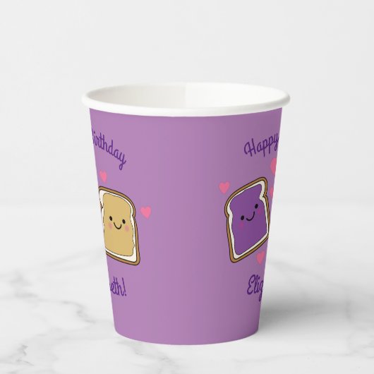 Peanut Butter en Jelly Birthday Party PBJ Papieren Bekers (Links)