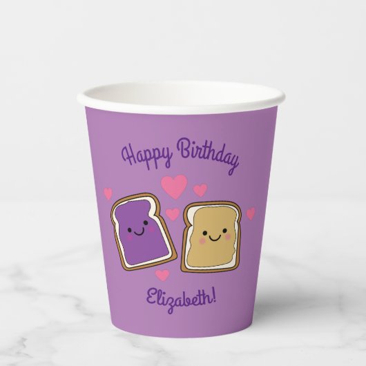 Peanut Butter en Jelly Birthday Party PBJ Papieren Bekers (Voorkant)