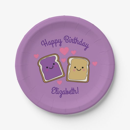 Peanut Butter en Jelly Birthday Party PBJ Papieren Bordje (Voorkant)