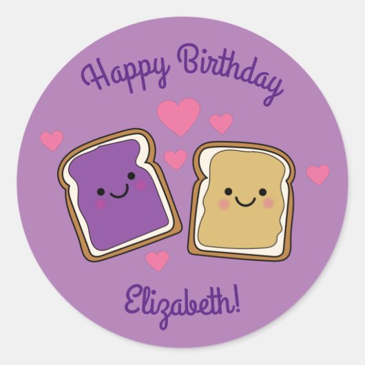 Peanut Butter en Jelly Birthday Party PBJ Ronde Sticker (Voorkant)