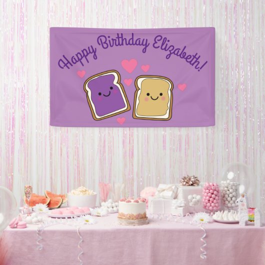 Peanut Butter en Jelly Birthday Party PBJ Spandoek (Feest)