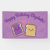 Peanut Butter en Jelly Birthday Party PBJ Spandoek (Horizontaal)