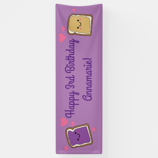 Peanut Butter en Jelly Birthday Party PBJ Spandoek (Verticaal)