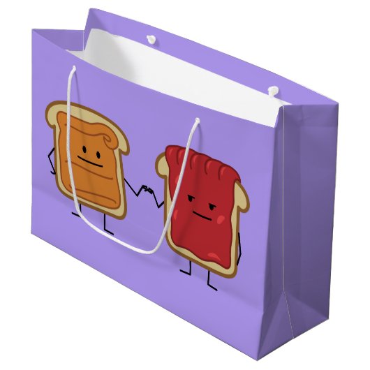 Peanut Butter en Jelly Fist Bump Vrienden toast Groot Cadeauzakje (Voorkant Gekanteld)