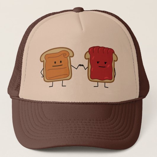 Peanut Butter en Jelly Fist Bump Vrienden toast Trucker Pet (Voorkant)