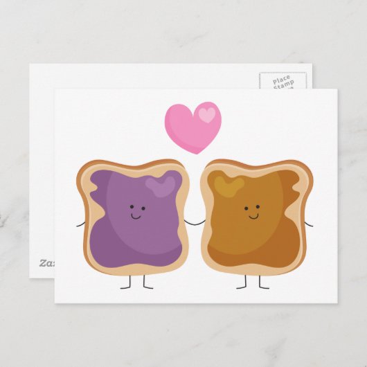 Peanut Butter en Jelly Love Briefkaarten (Voorkant / Achterkant)