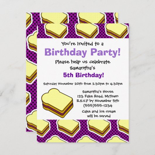 Peanut Butter en Jelly Th-Grape Jelly Kaart (Voorkant / Achterkant)