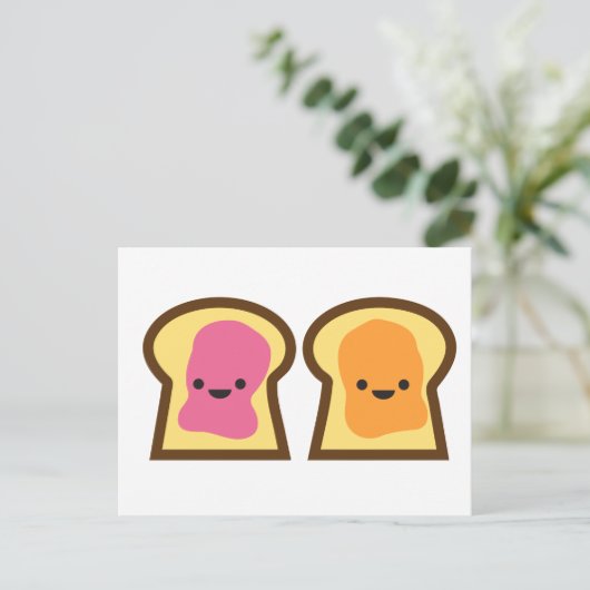 Peanut Butter en Jelly Toast Friends Briefkaart (Staand voorkant)