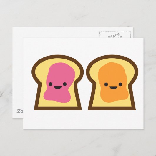 Peanut Butter en Jelly Toast Friends Briefkaart (Voorkant / Achterkant)